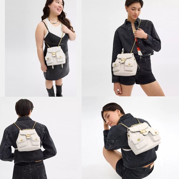 NWT ✅ COACH Tabby Backpack With Pillow Quilting CU076 CHALK ✨ NWTs - Picture 11 of 17